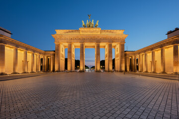 Brandenburg gate illuminated taken at the blue hour, Berlin, Germany