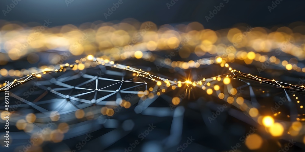 Poster a network of light streams connecting cores symbolizes machine learning potential. concept artificia