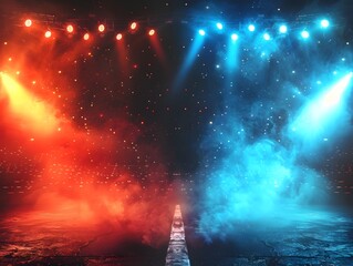 Fototapeta premium Bright Versus Screen Banner with Spotlights for Battle or Comparison Concept