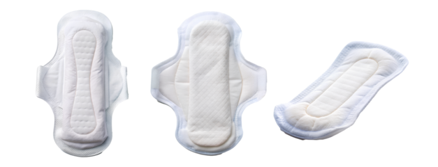 Sanitary pad on isolate white background, selective focus, clipping path