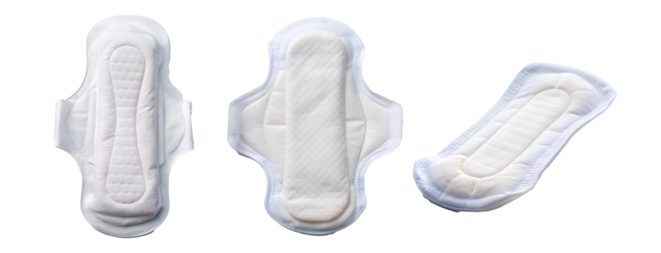 Sanitary pad on isolate white background, selective focus, clipping path