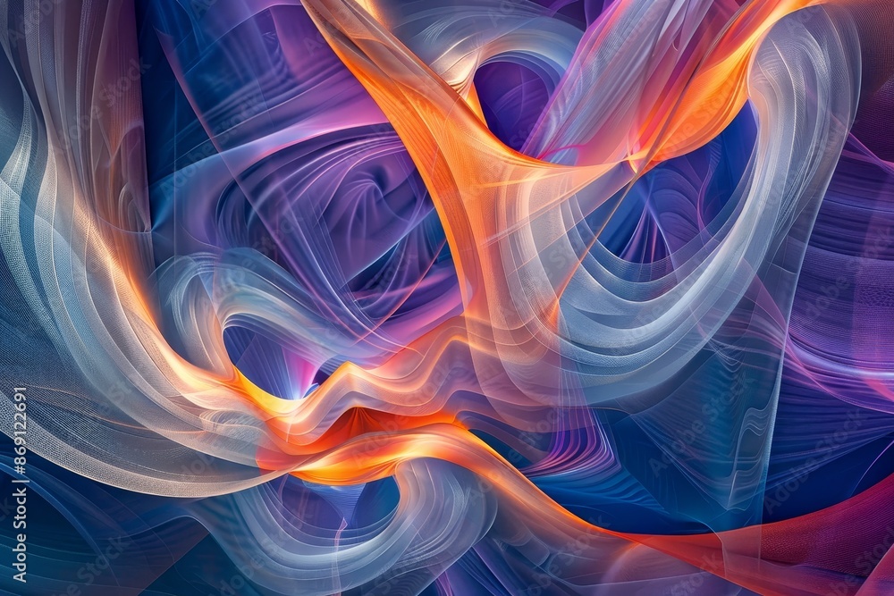 Poster computer-generated abstract shapes morph and change form dynamically, abstract shapes morphing and c