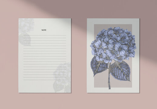 Note Paper Flatlay Mockup