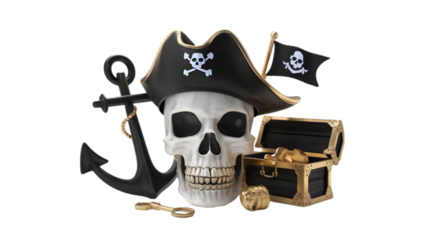 Transparent Pirate Skull and Anchor Adventure