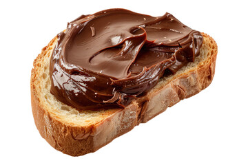 Chocolate spread on slice bread isolated on transparent background