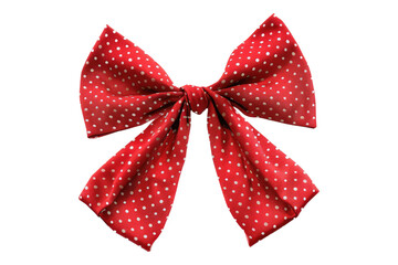 Classic red bow with white dots isolated on transparent background