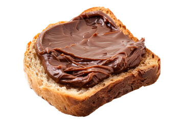 Chocolate spread on slice bread isolated on transparent background