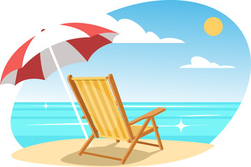beach chair with umbrella on the beach