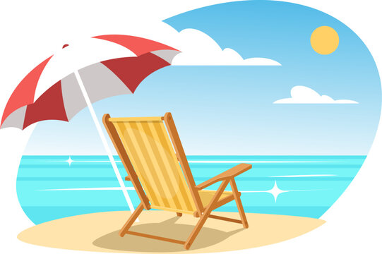 beach chair with umbrella on the beach