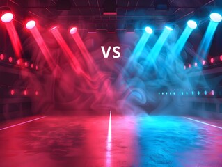 Versus VS Screen Banner for Battle or Comparison with Spotlights Background