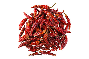 Fototapeta premium Dried red hot chili peppers isolated on transparent background