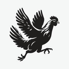 Majestic Hen in Mid-Air, Stunning Silhouette of a Jumping Hen