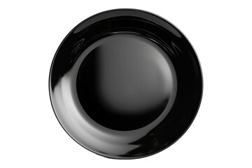 Empty porcelain black plate isolated on transparent background