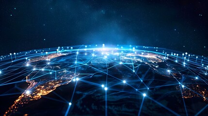 Futuristic Global Network and Cyber Technology Connectivity on Digital Planet Earth