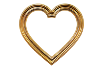 Golden heart frame isolated on transparent background