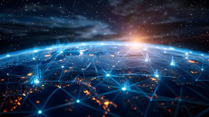 Obraz premium Global Digital Network and Connectivity High Speed Data Transfer and Cyber Technology for