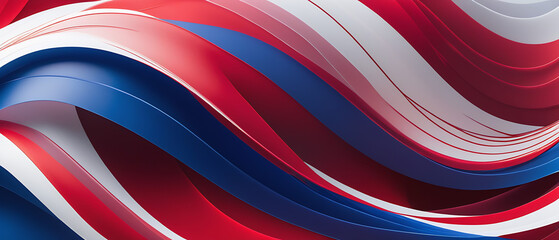 Abstract background with red, blue and white wavy lines.
