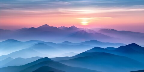 Obraz premium Captivating mountain landscapes at dawn and dusk with vibrant skies. Concept Mountain Landscapes, Dawn Photography, Dusk Photography, Vibrant Skies, Captivating Views