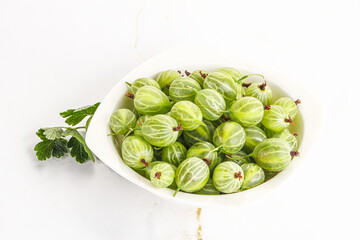 Sweet ripe gooseberries in the bowl