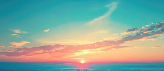 Fototapeta premium Beautiful sunset with a backdrop of a clear blue sky and room for text.