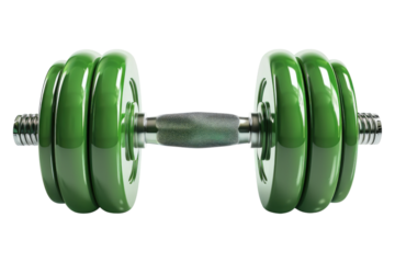 Green dumbbells isolated on transparent background