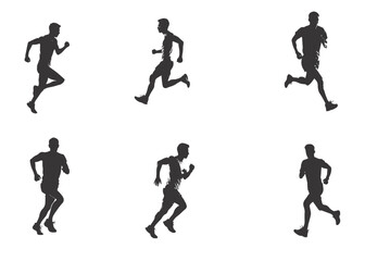 silhouette running man. Vector people running silhouettes