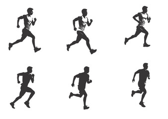 silhouette running man. Vector people running silhouettes