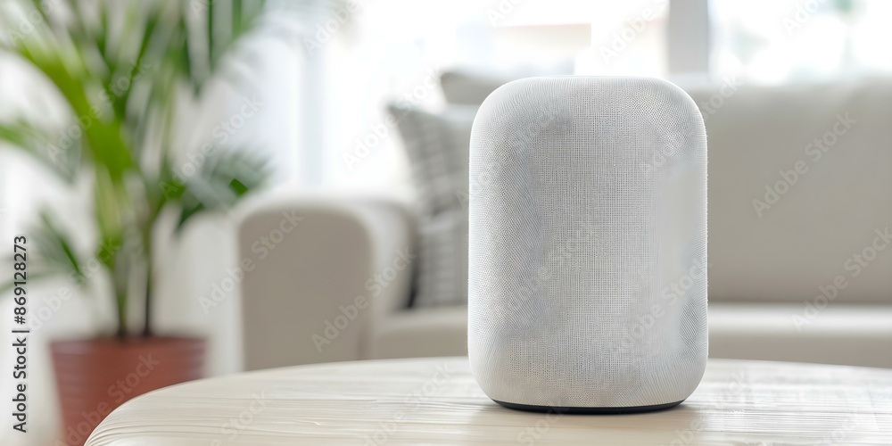 Poster automate modern home devices with smart speaker control for effortless convenience. concept smart ho
