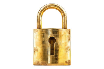 Golden padlock isolated on transparent background