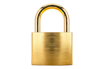 Golden padlock isolated on transparent background