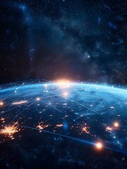 Obraz premium Glowing Digital World Globe Representing Global Network and Connectivity on Earth