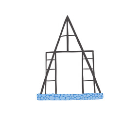 The greenhouse for plants is drawn by hand. Vector illustration in flat style.