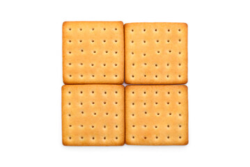 Salty cracker with cheese isolated on white background.