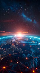 Digital Global Network and Connectivity Concept with Earth Sphere and Data Exchange