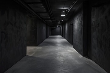 Dark concrete empty room interior with light from window