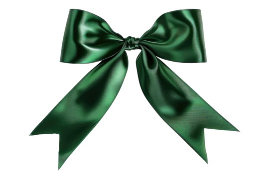 Green bow tie isolated on transparent background
