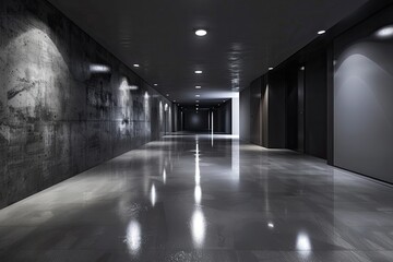 Dark concrete empty room interior with light from window