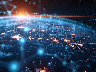 Conceptual Digital Globe Depicting Global Network Connectivity and Data Exchange