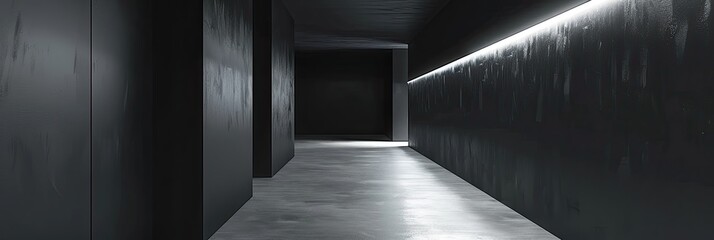 Fototapeta premium Dark concrete empty room interior with light from window