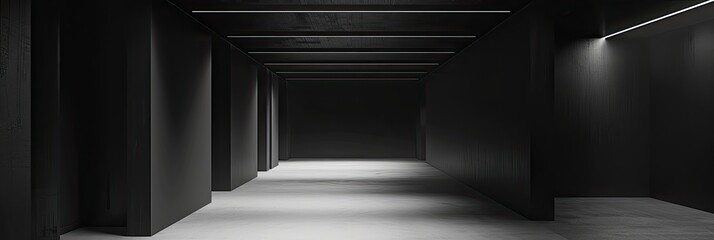 Fototapeta premium Dark concrete empty room interior with light from window