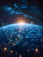 Fototapeta premium Interconnected Digital World Globe with Cyber Technology and Global Connectivity