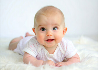 Cute baby on white background.