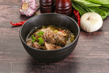 Steamed lamb meat with vegetables