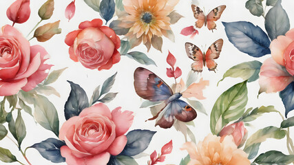 Watercolor illustration of coquette aesthetic elements png on background