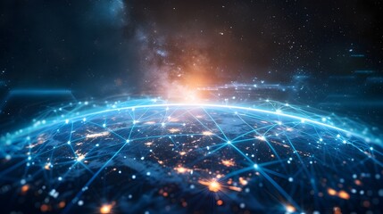 Digital World Globe Concept of Global Network Connectivity and High Speed Data Transfer for Cyber
