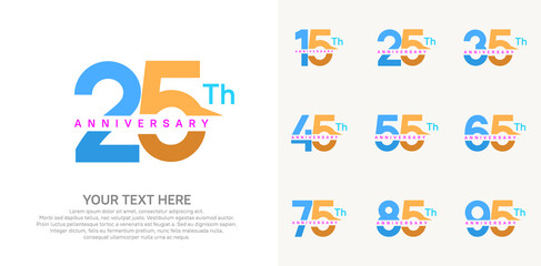 Obraz premium anniversary set logo style with blue and orange color for company celebration moment