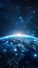 Obraz premium Futuristic Digital Globe with High Speed Global Network and Connectivity
