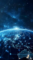 Digital world globe showcasing global network and high speed data connectivity on Earth