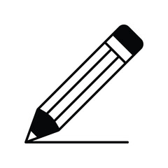 pencil icon with white background vector stock illustration