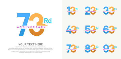 anniversary set logo style with blue and orange color for company celebration moment